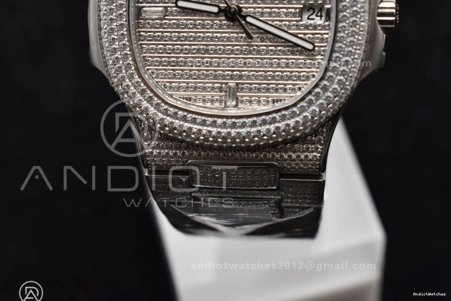 Dial A 5711 TWF Bracelet Diamonds Bezel Full on & 911 SoftTouch Diamonds Nautilus SS 0909